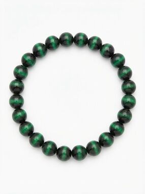 Green Stone Tiger Eye Stretch Bracelet